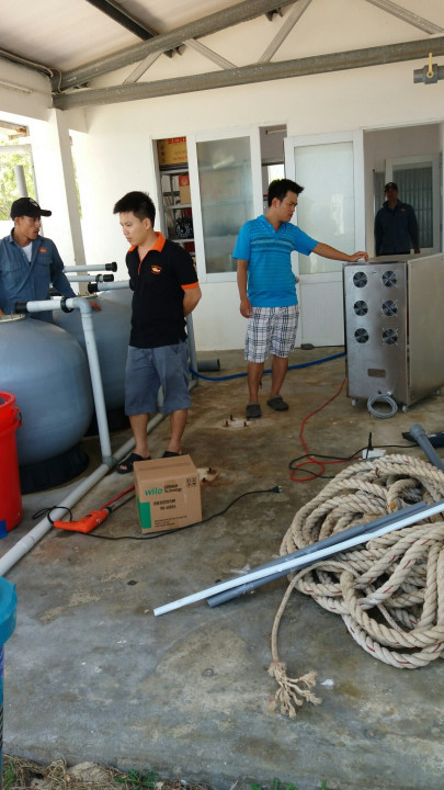 Xử lý nước nuôi cá chẽm giống xuất khẩu bằng máy ozone D-60s