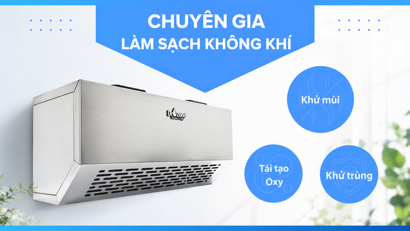 Máy Ozone khử mùi treo tường Dr.Ozone Titan 10 giúp làm sạch không khí hiệu quả