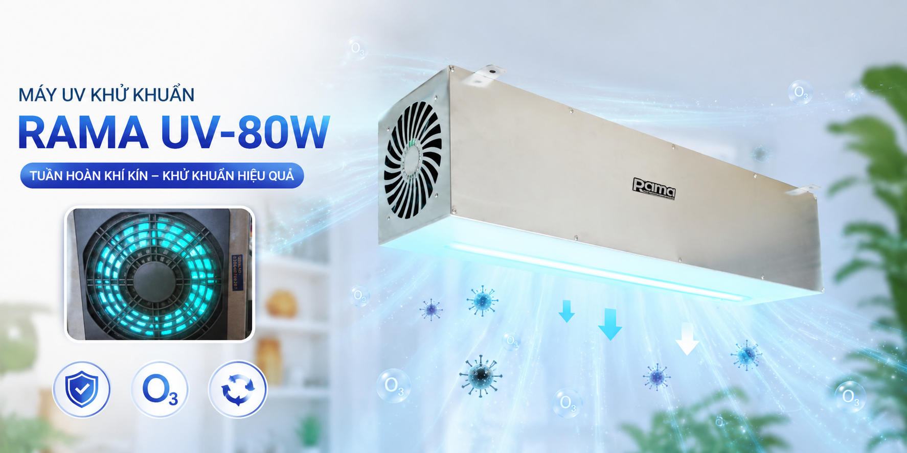 Máy UV khử khuẩn không khí Rama UV-80W tuần hoàn kín